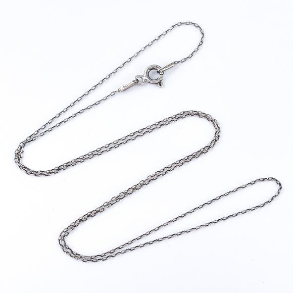Vintage Italy Sterling Silver 925 0.5mm Cable Chain Necklace 18.5” - Picture 1 of 3